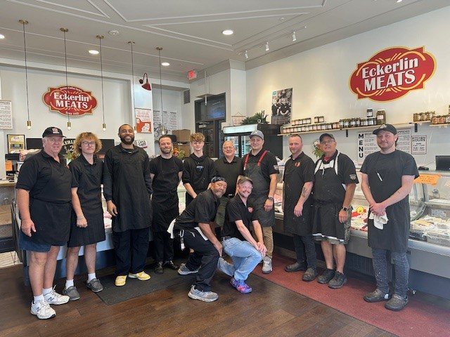 The Eckerlin Meats team inside the shop at Findlay Market